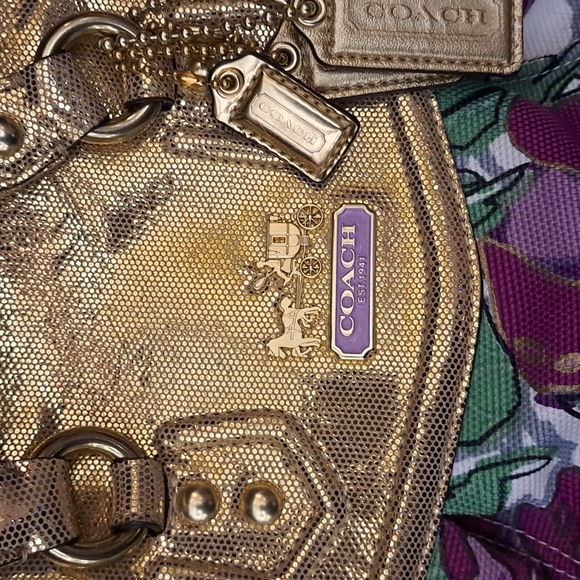 Rare Authentic Coach Gold & Floral Audrey Bag - Picture 2 of 5